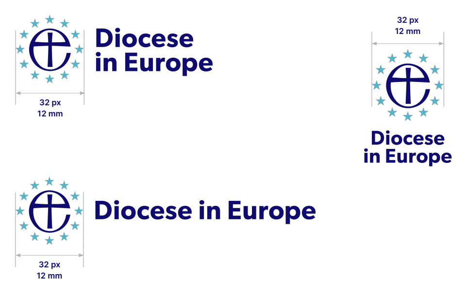 Diocese in Europe logo minimum size guidance