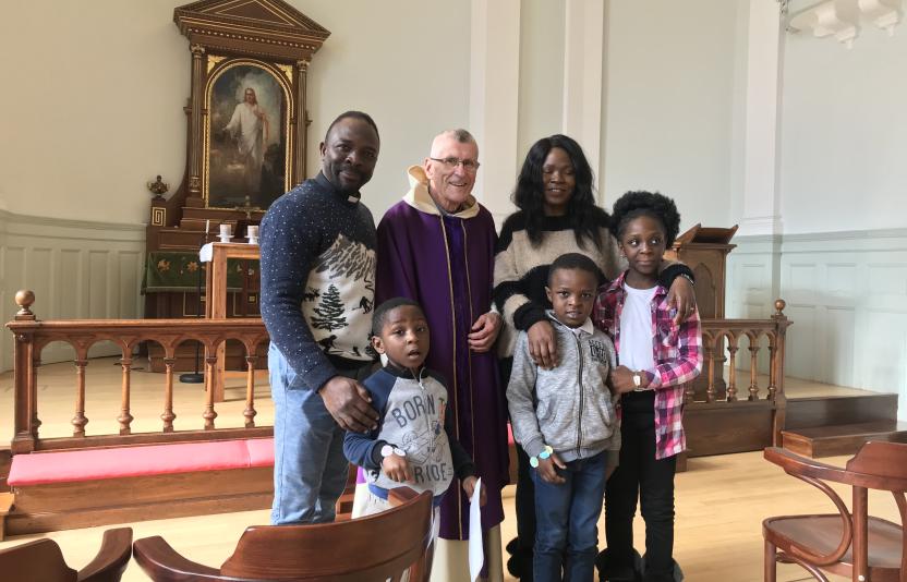 A family stood in church.