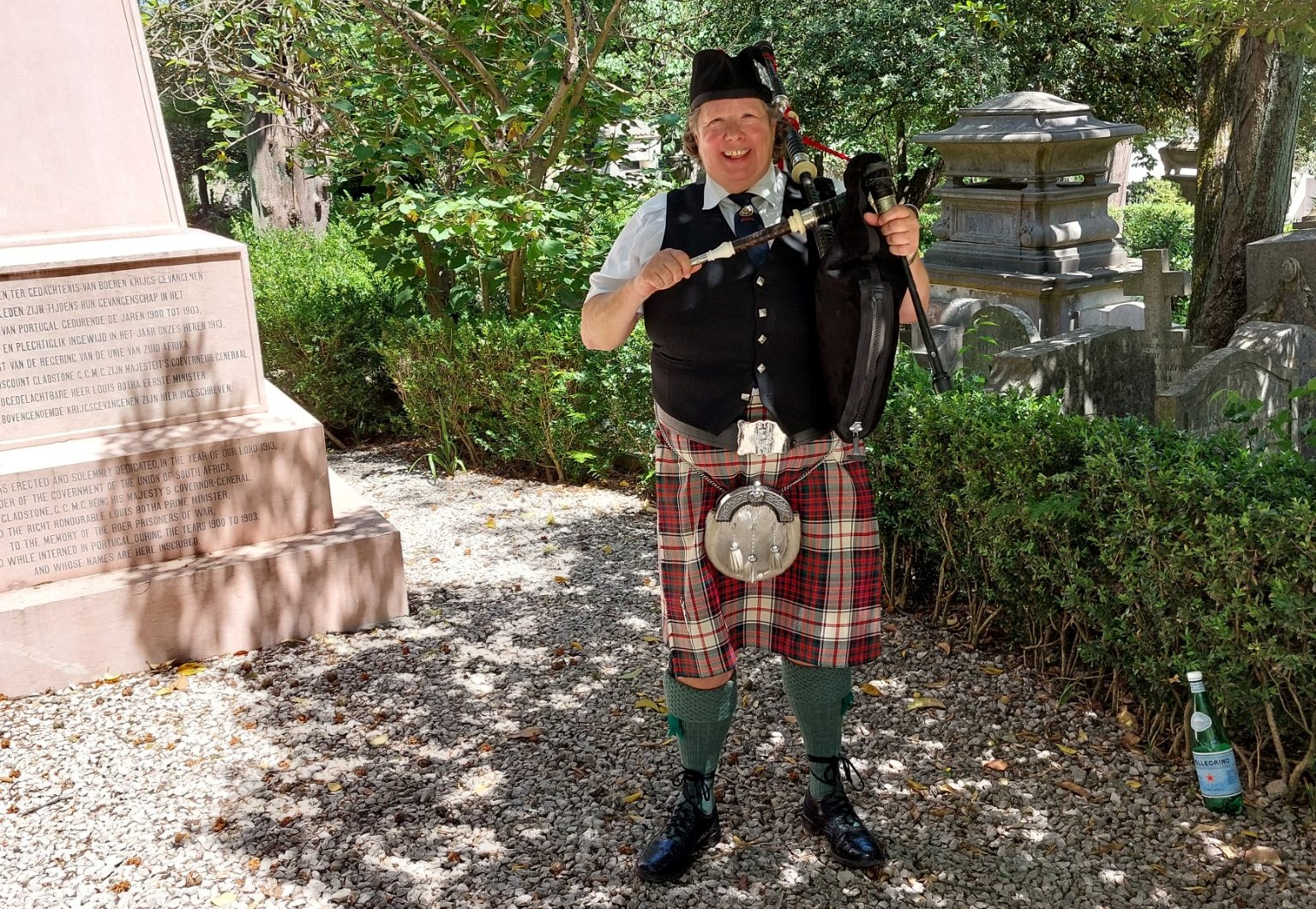 A bagpiper.