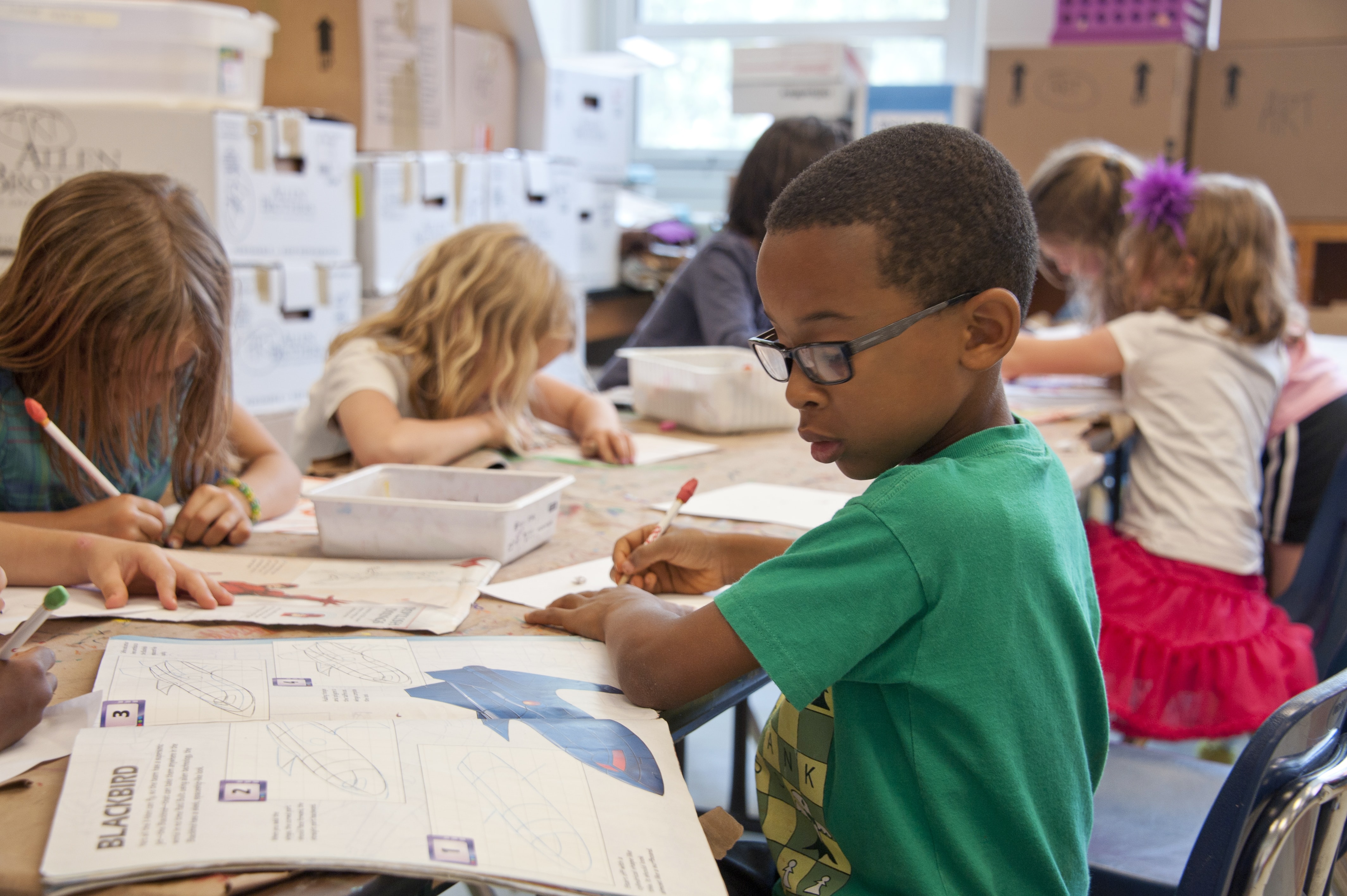 Children doing art.