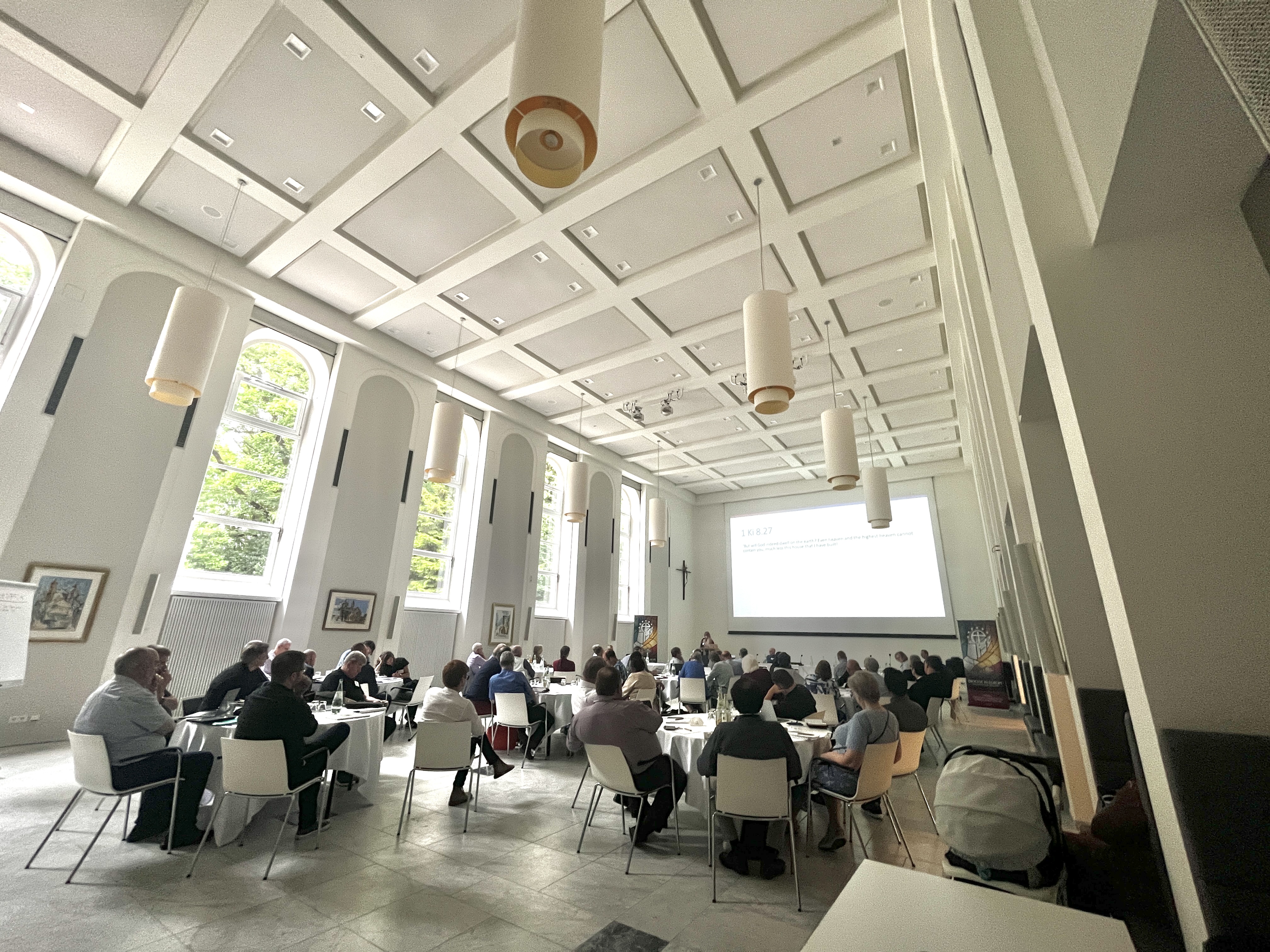 A conference of people.