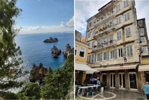 A stitched photo of Corfu.