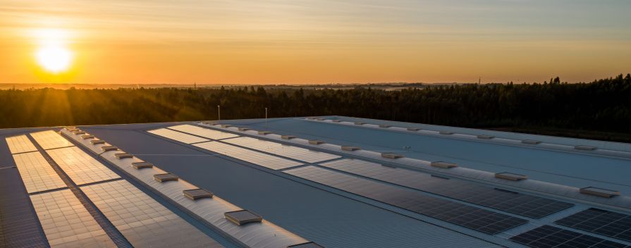Solar panels on a roof.