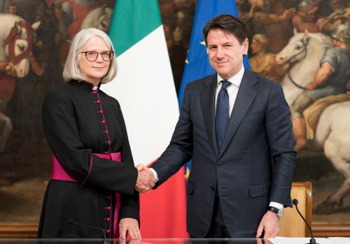 Revd Canon Vickie Sims with Vice-Premier Giorgetti.