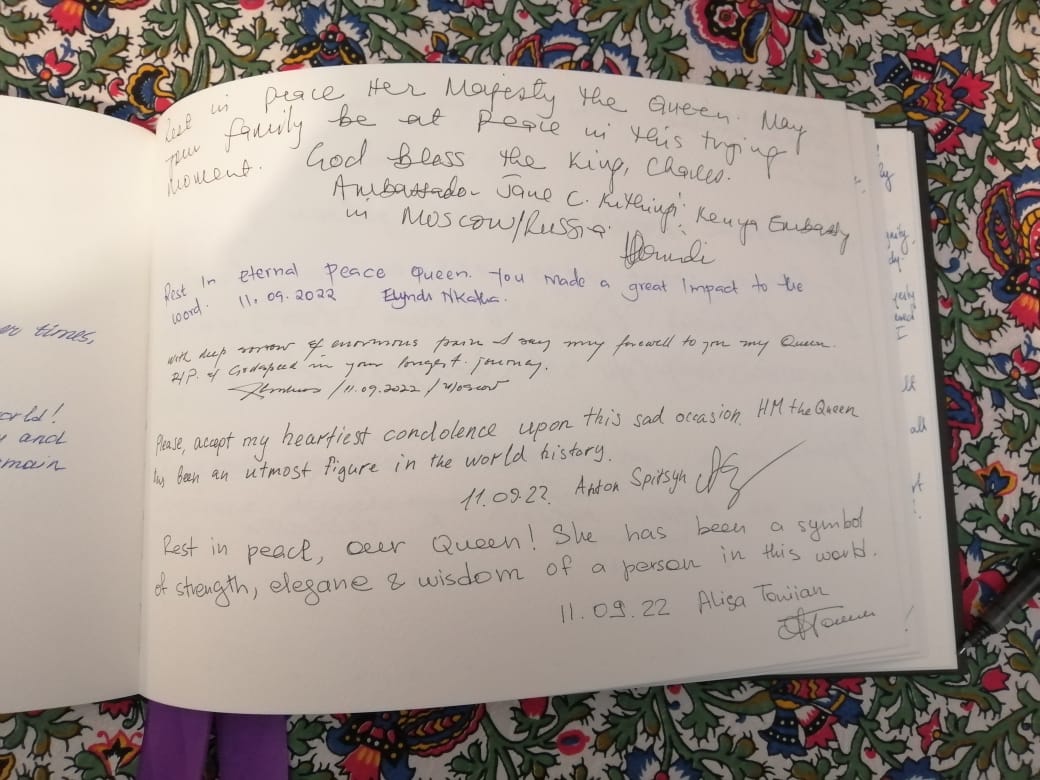 A book of remembrance for the Queen.