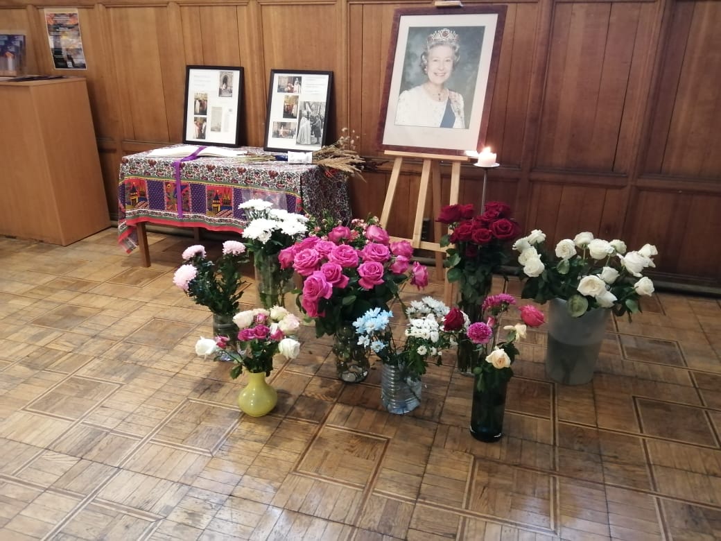 A remembrance display for the death of the queen.