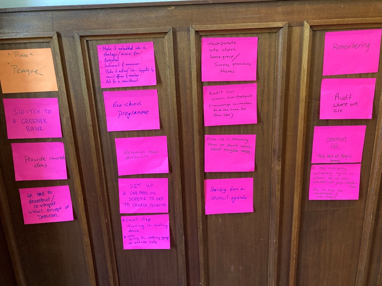 Pink post-it notes.