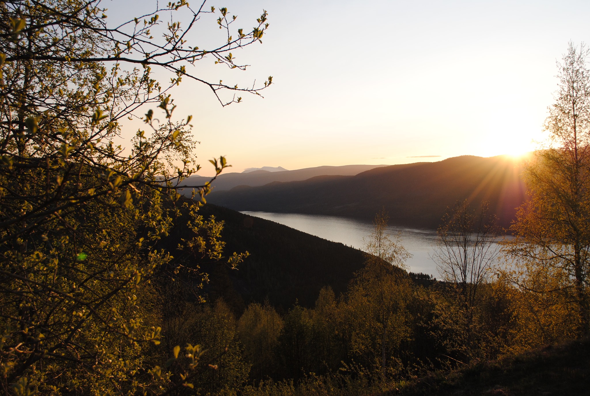 A picturesque sunset over a river.