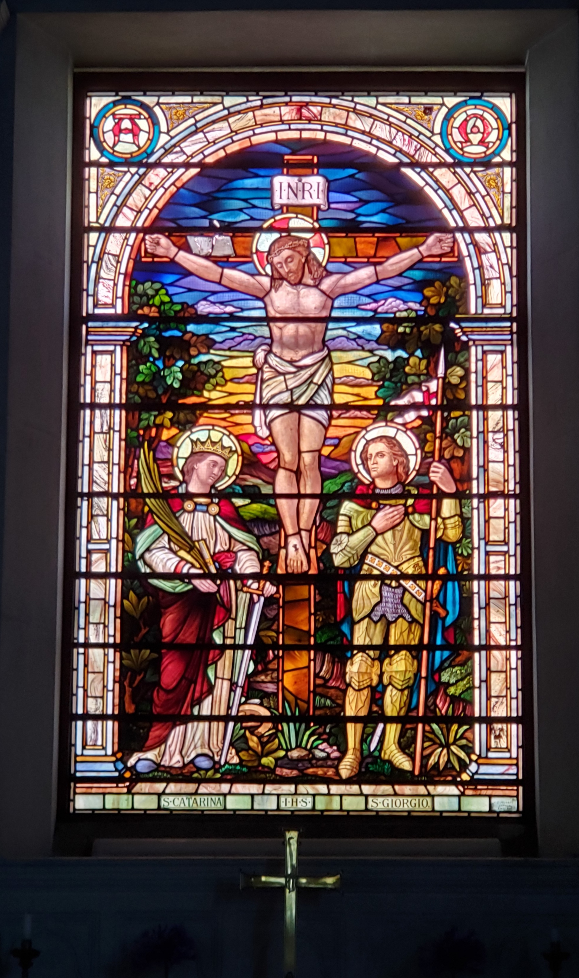 Stained glass window at st georges church.