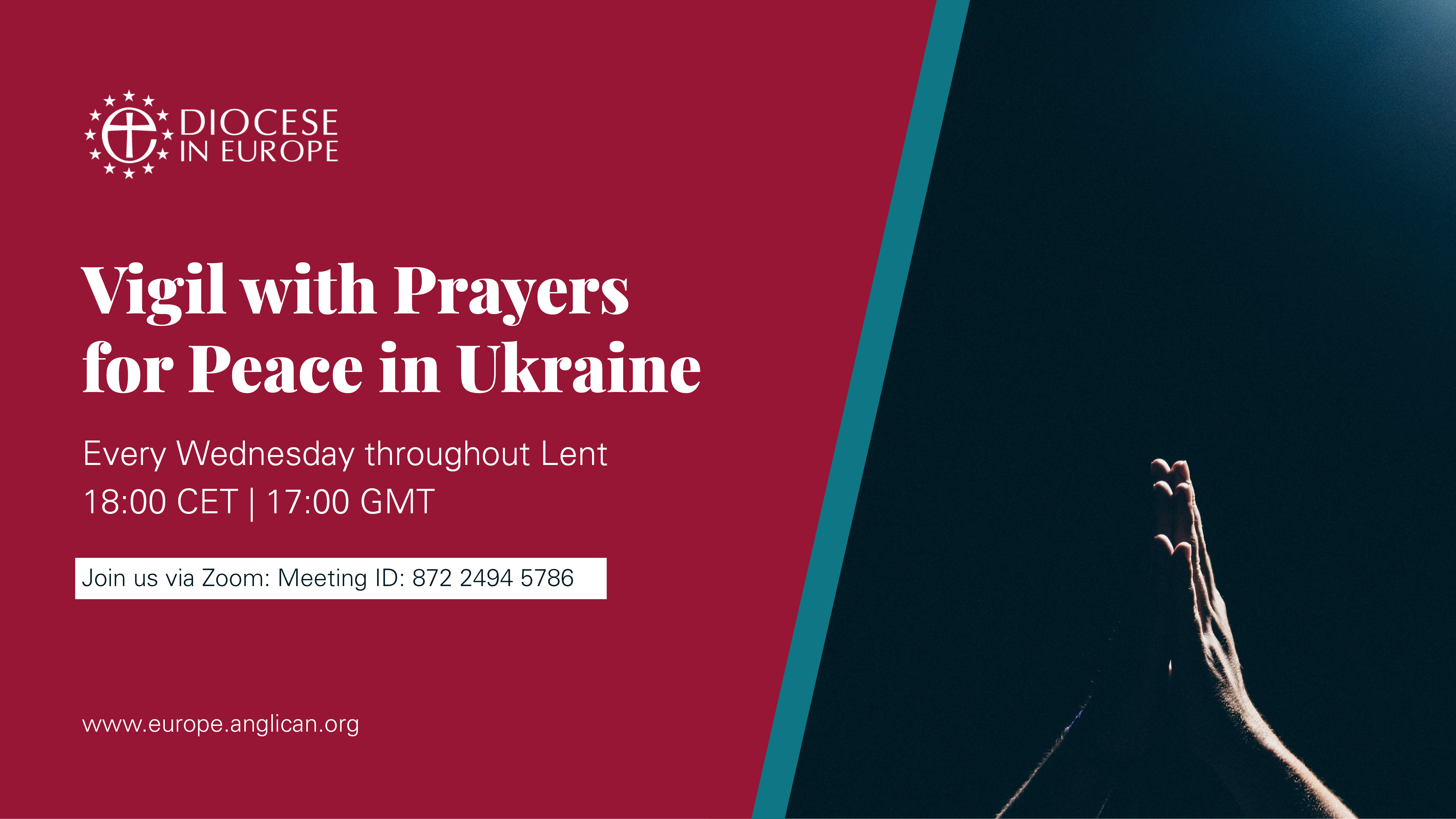 A poster for prayers for peace in Ukraine.