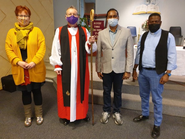 Bishop Robert, Ruth from Belgium and Rathna from Chennai.