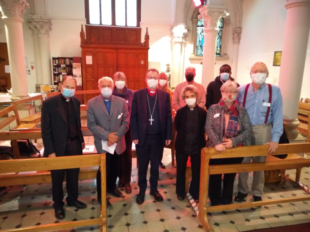Bishop Robert with the congregation in Marseille.