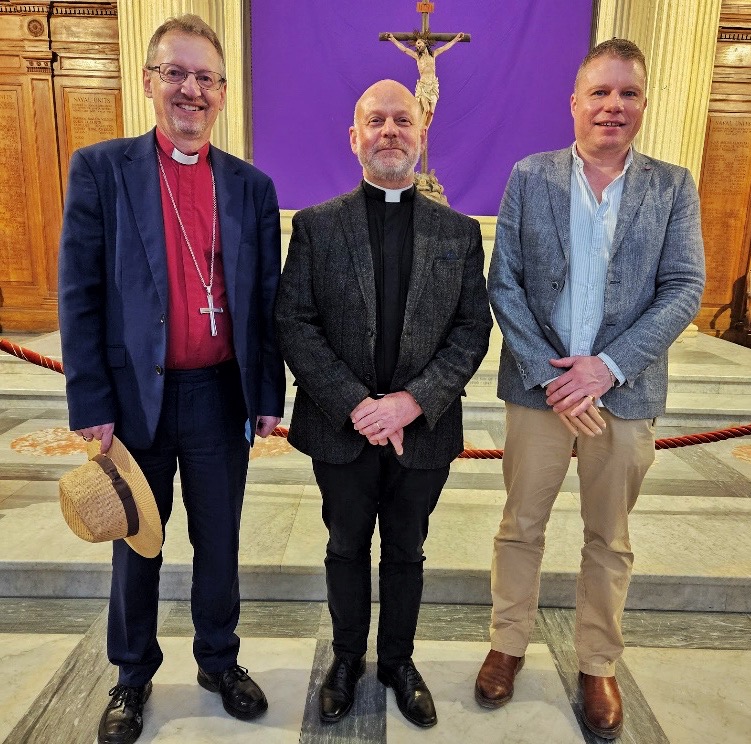 Bishop Robert, Canon David Wright,  British Deputy High Commissioner Tristan Gilchrist 