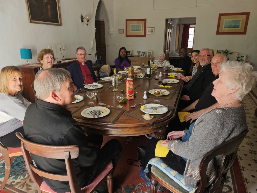 Bishop Robert with Fr. Clem Upton and some members of the Council of Holy Trinity Sliema