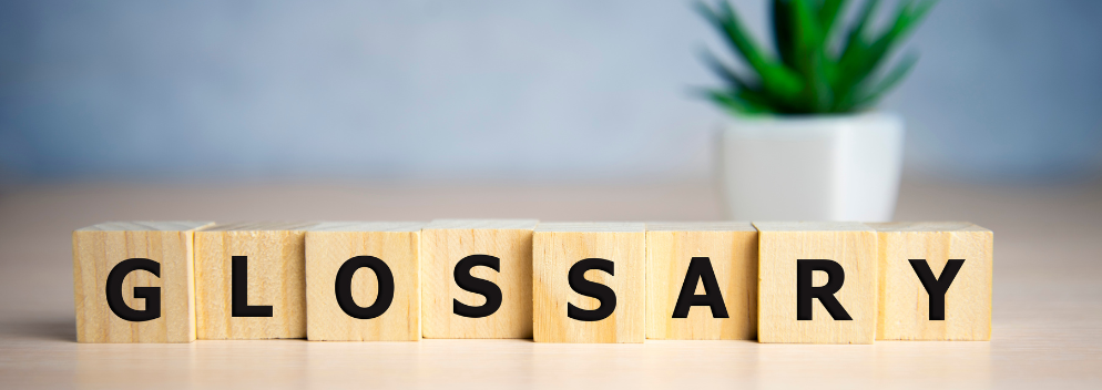 wooden block letters spelling glossary