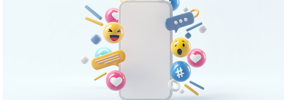 back of a mobile phone and emoji