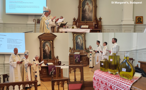 mosaic of images of a chrism service