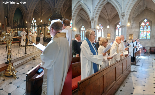 two images of a church service