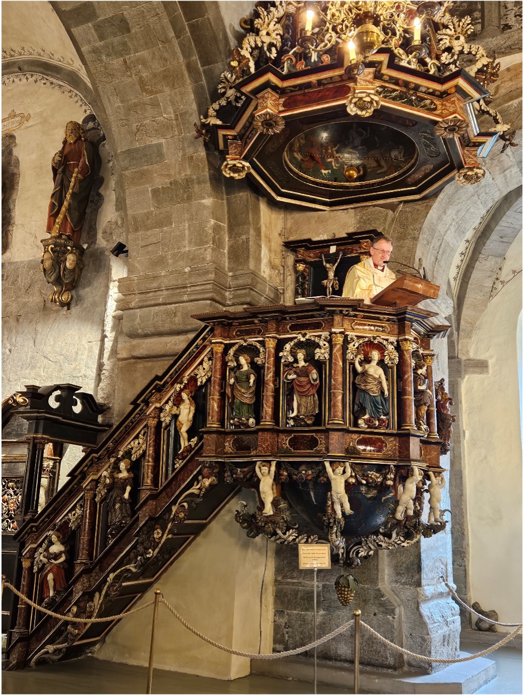 Bishop in a high pulpit 