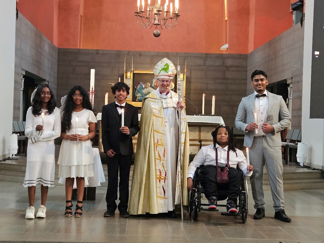 Bishop Robert and confirmands