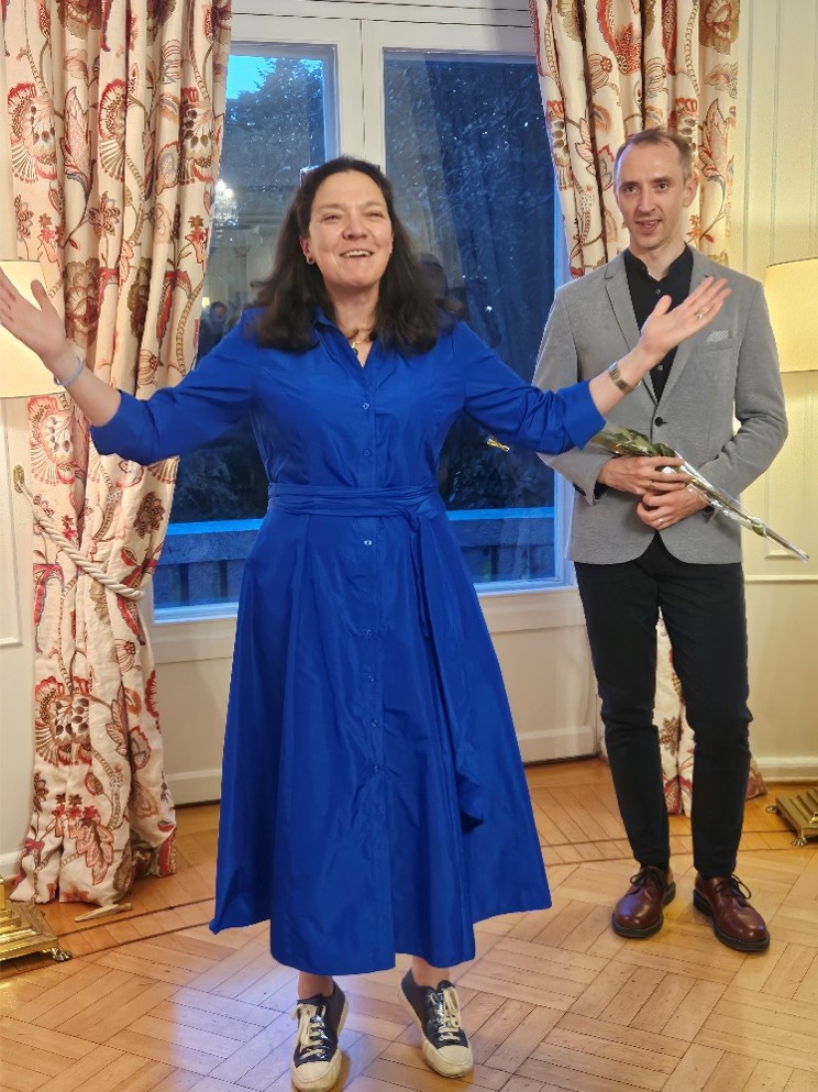 lady in blue dress