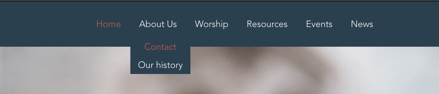Example website menu headings