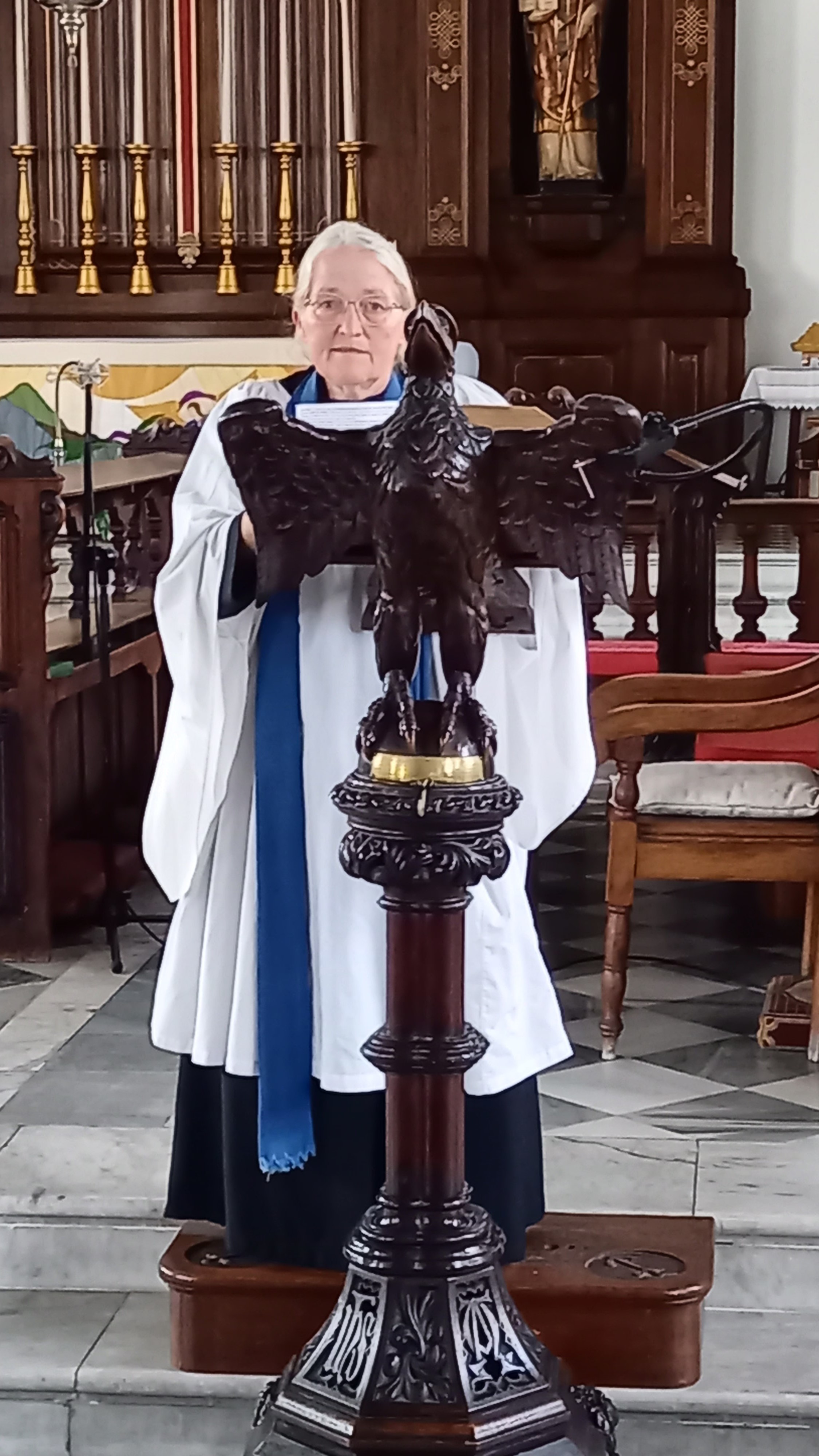 Sally Barton at the pulpit