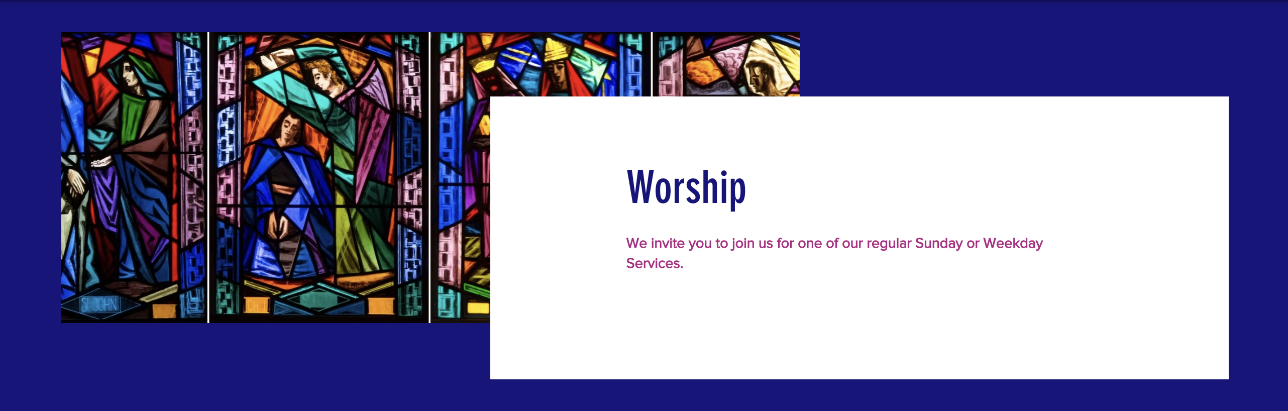Example website header with a stained glass motif pattern