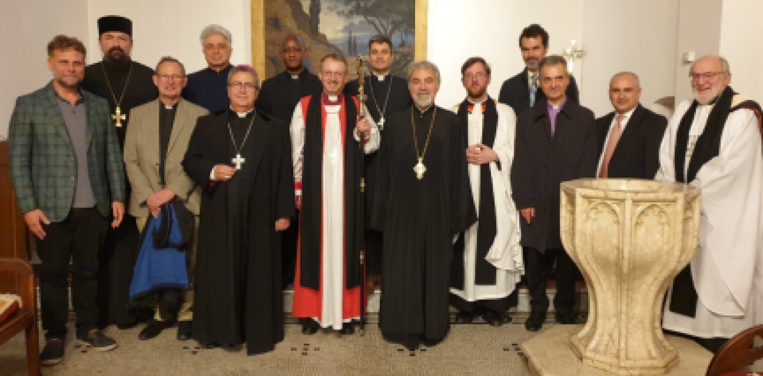 Bishop Robert stood with the Church of the Resurrection's Clergy.