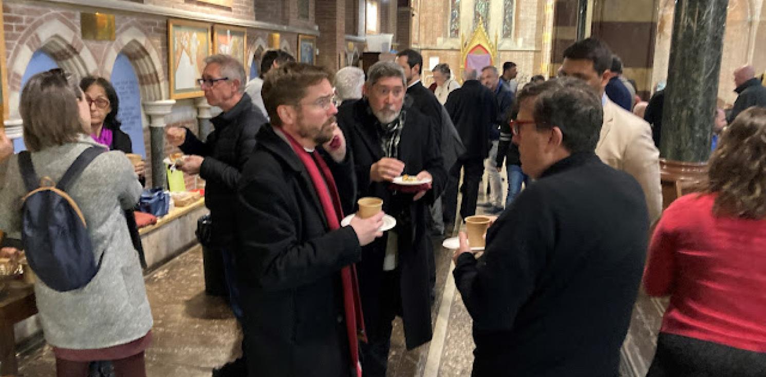 Clergy gathered after Chrism Mass.