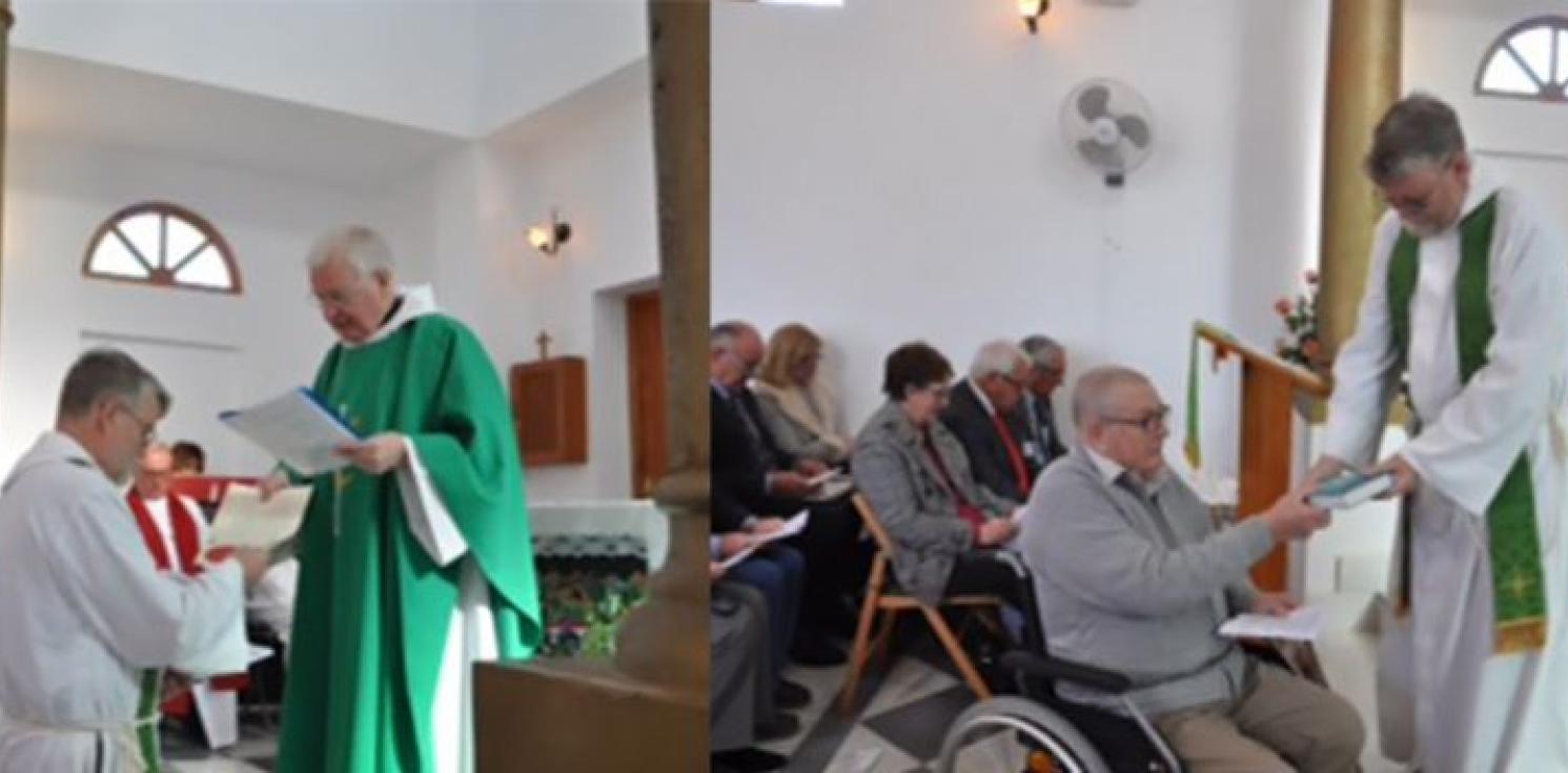 On a warm winter's morning in the lovely church in the village of Llanos del Peral in the Chaplaincy of Costa Almeria and Costa Calida the Revd Vincent Oram was licensed as Chaplain by Archdeacon Geoff Johnston on 9 February.