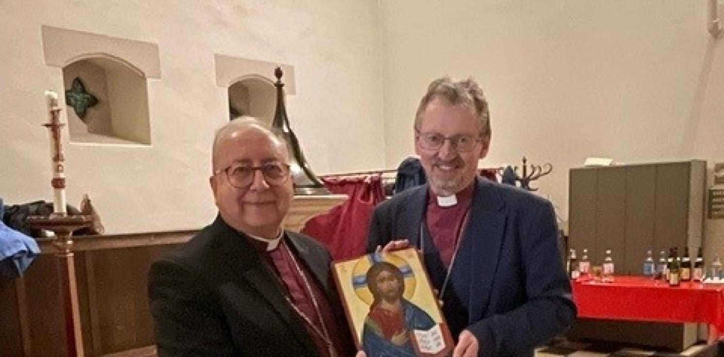 Bishop David and Bishop Robert with the icon 