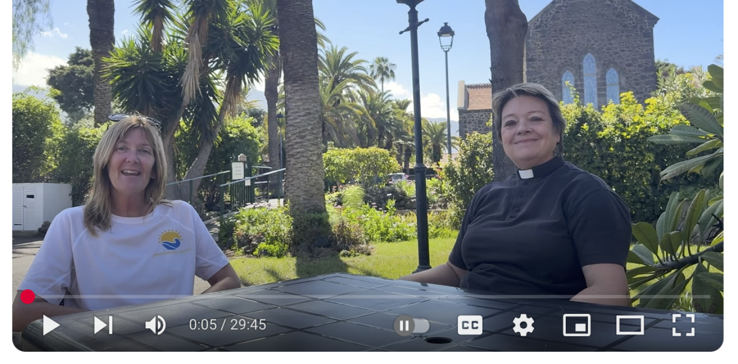 Two ladies in the grounds of All Saints Church Tenerife North