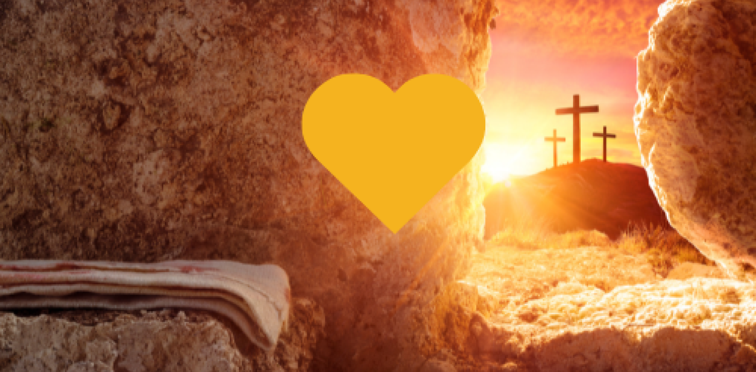 Easter scene with an orange heart