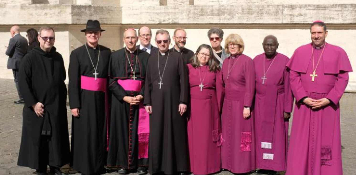 The Rt Revd Robert Innes, Bishop in Europe, stands with members of the Anglican delegation that attended the funeral of Pope Francis.