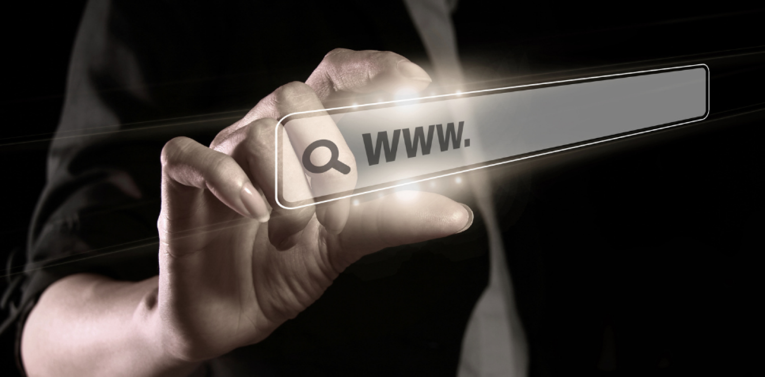hand and web address