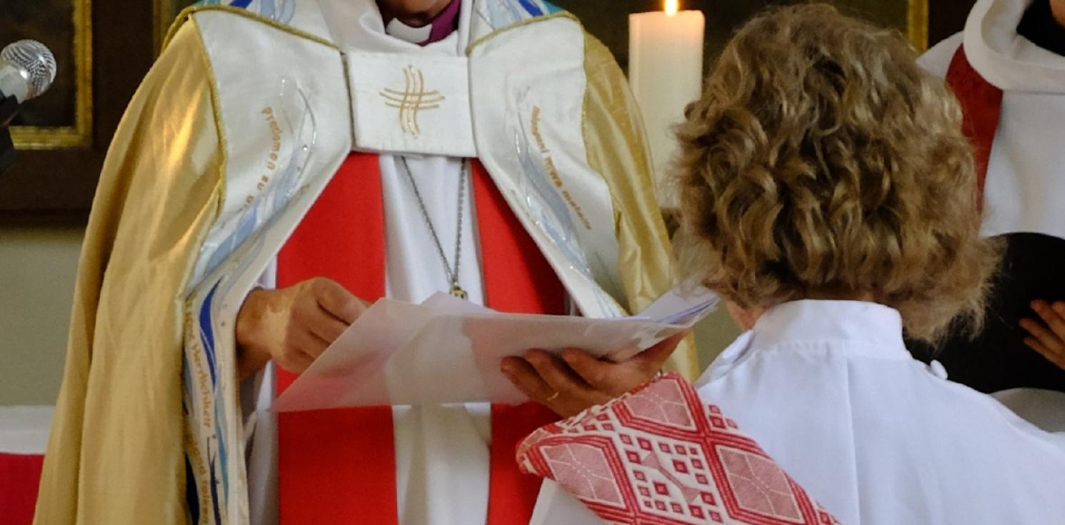A Bishop blesses an ordinand