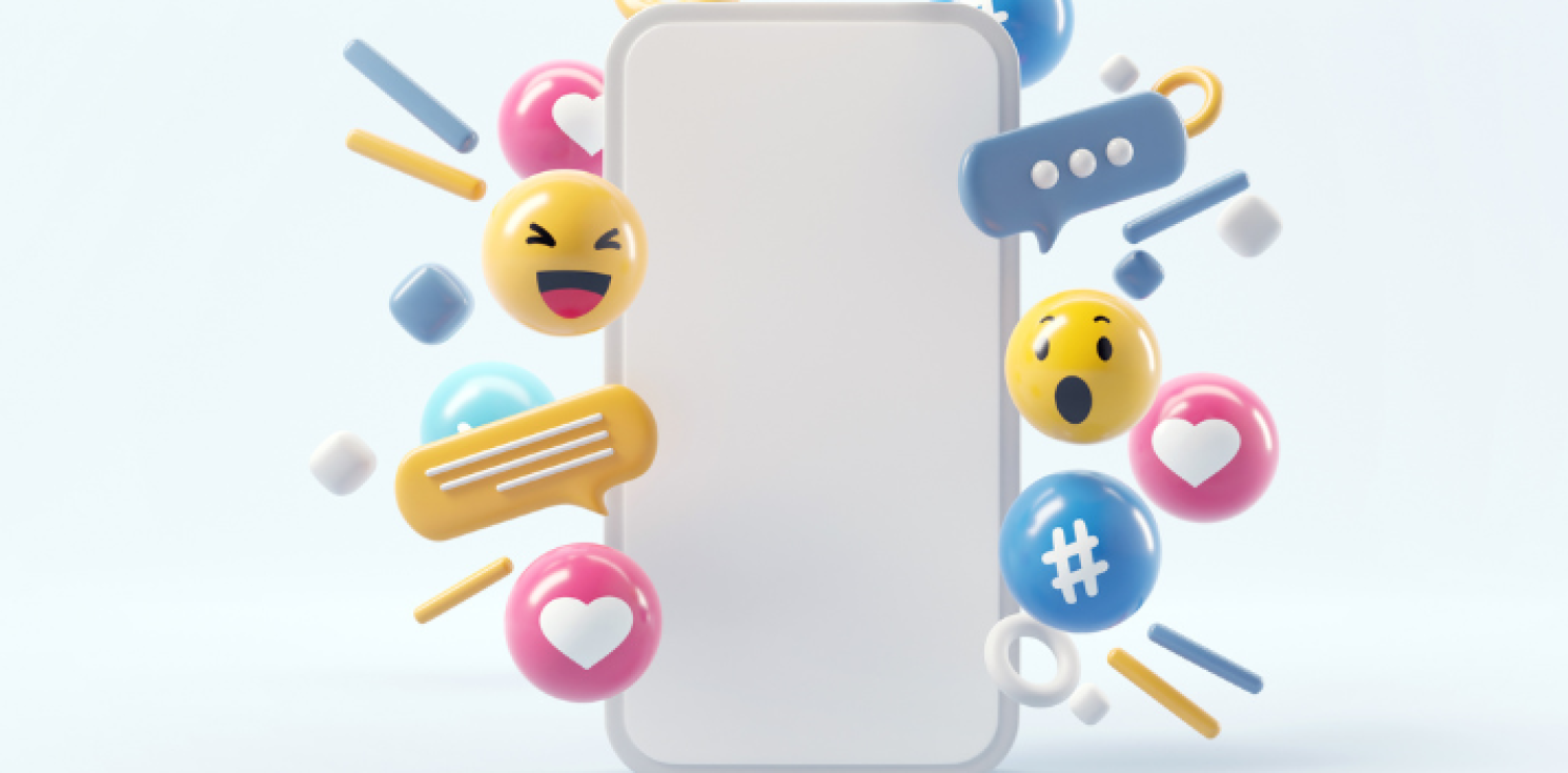 back of a mobile phone and emoji