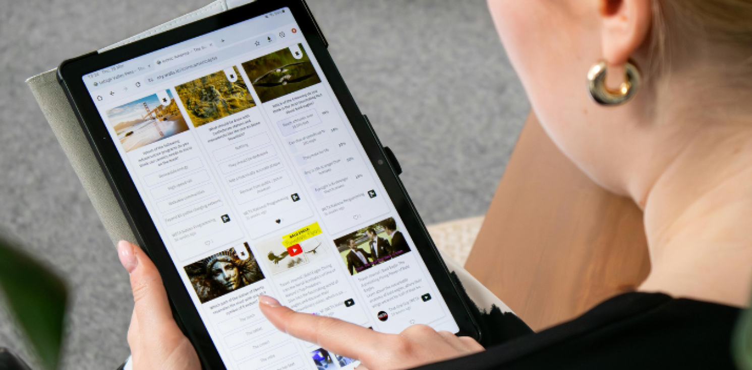 person looking at iPad