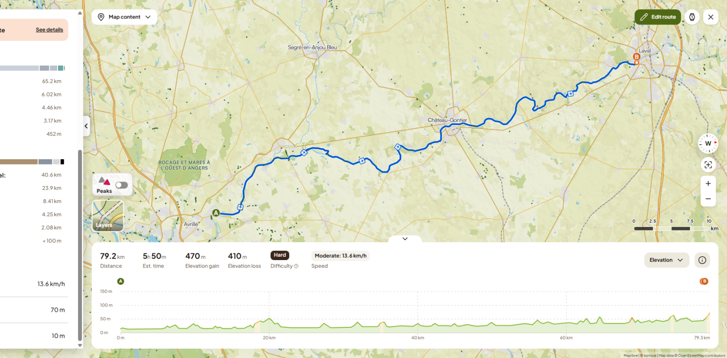 map of trip in France