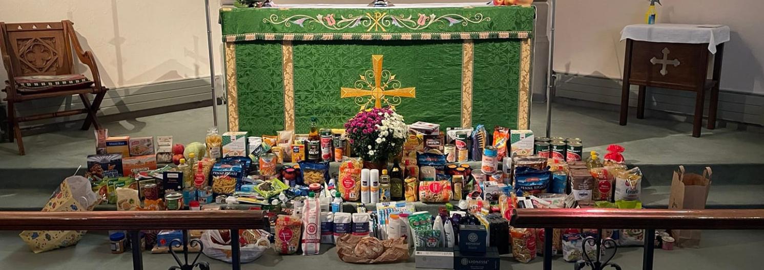 harvest - food at altre of church