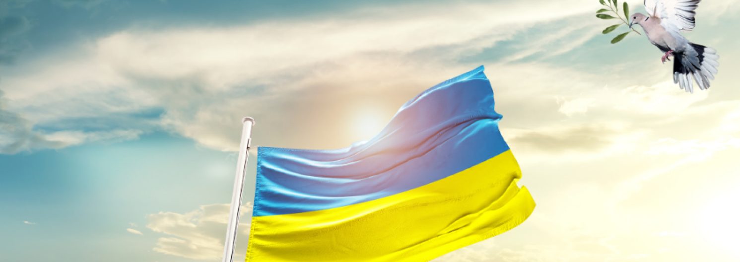 Ukraine flag and dove of peace