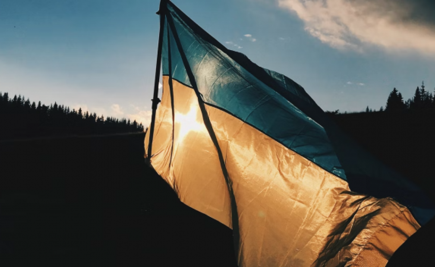 A Ukrainian flag.
