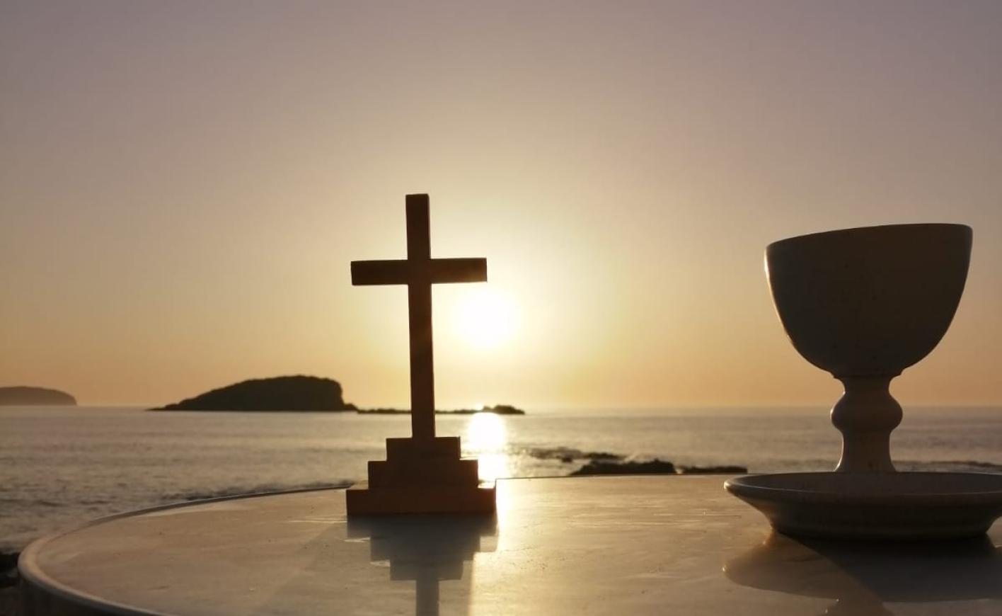 cross with sunset