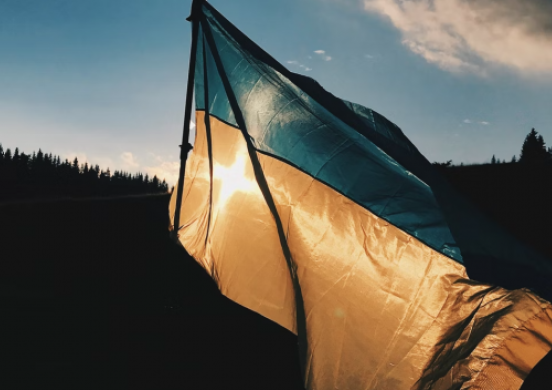 A Ukrainian flag.