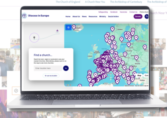 computer screen with diocese in Europe website on show