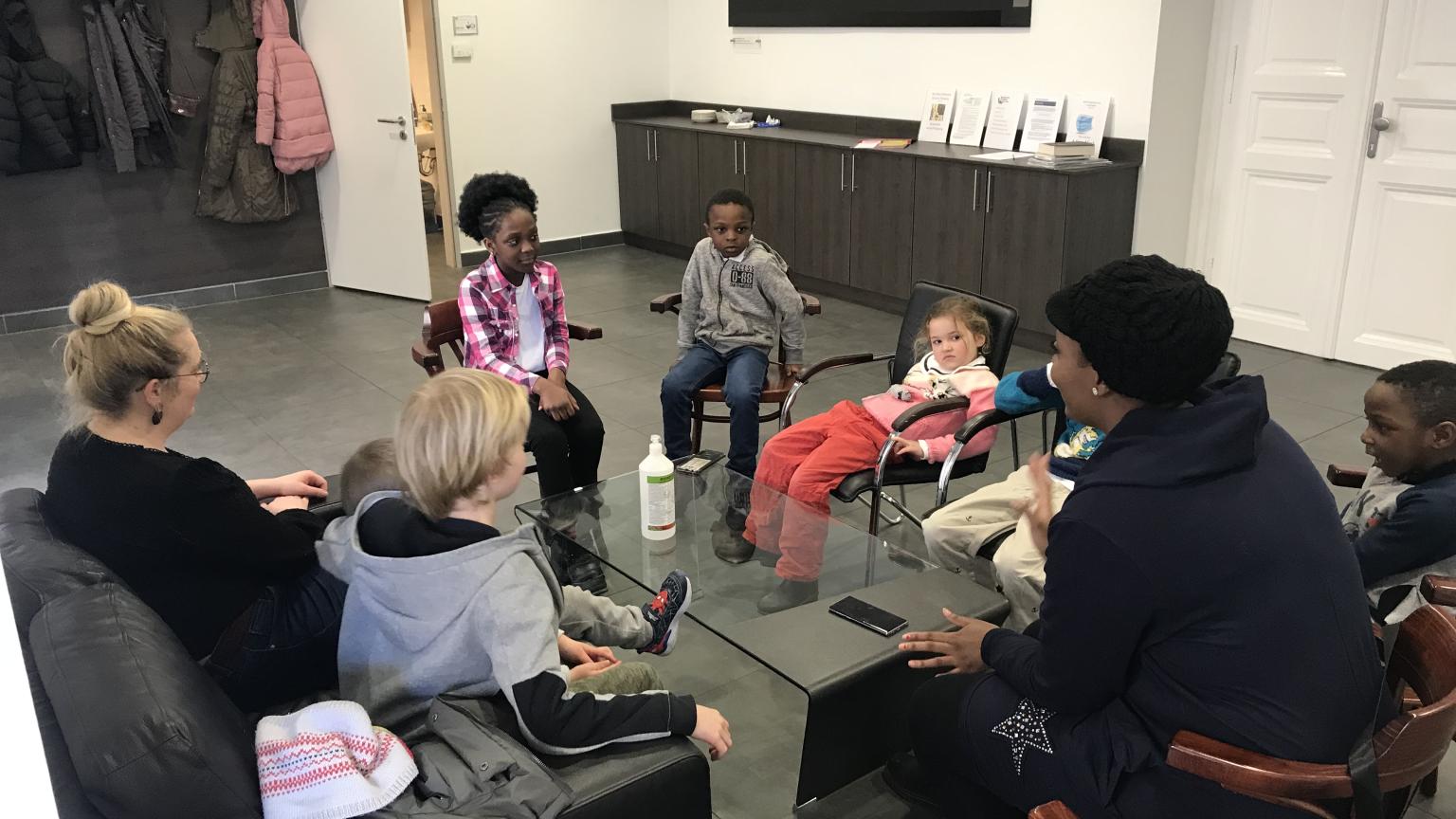 Refugee children and carers.