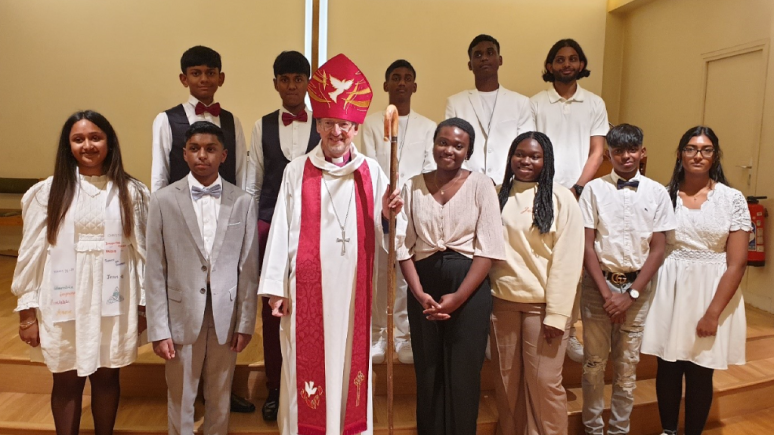 Bishop Robert with a group of young Christians.