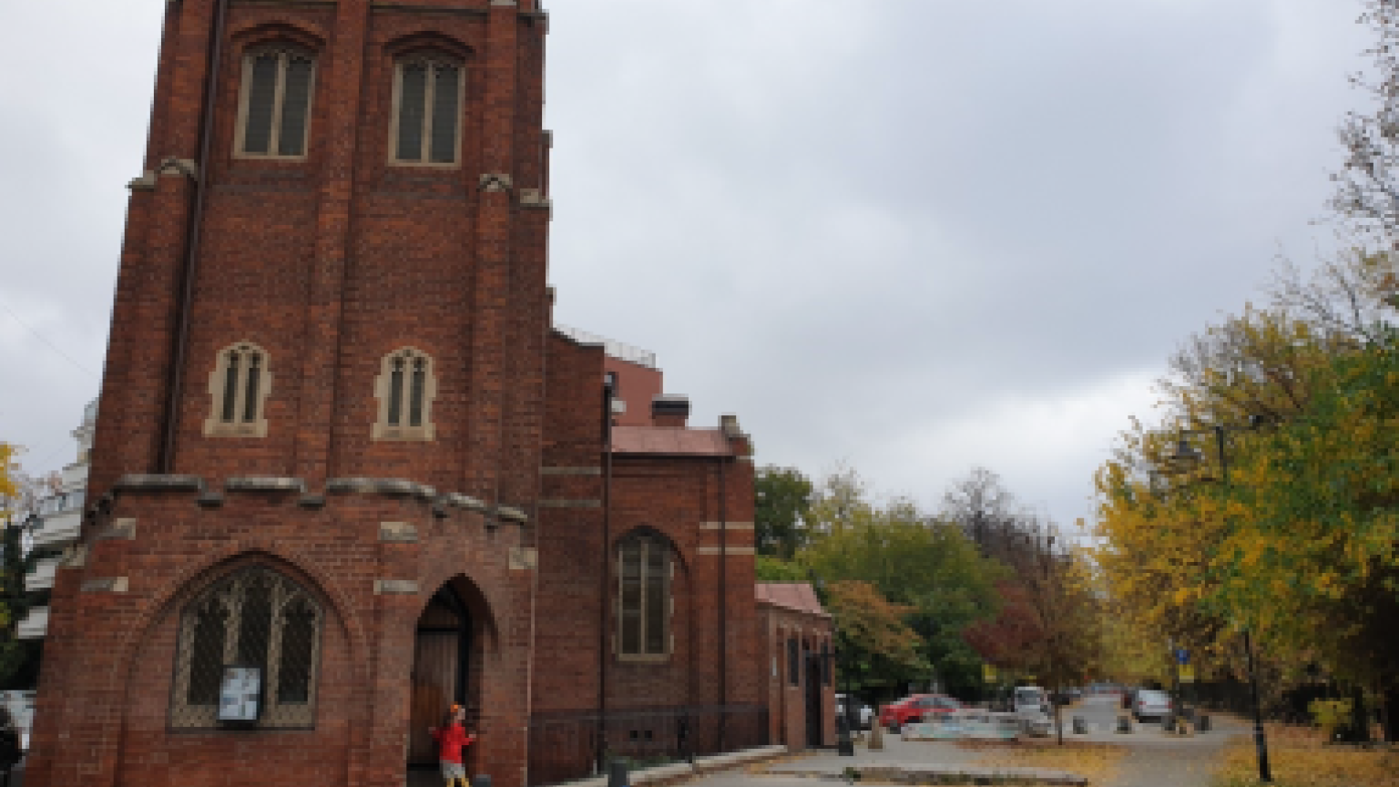 The red brickwork outside the Chaplaincy.
