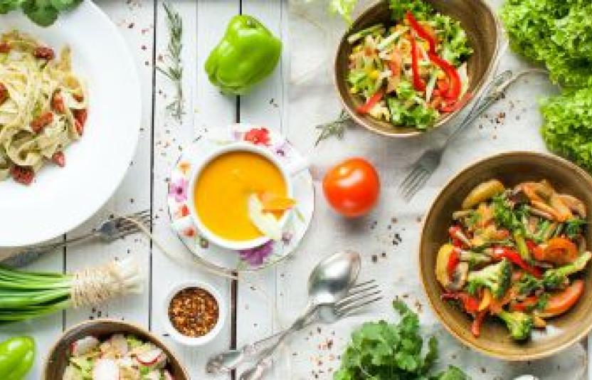 Colourful healthy looking foods.